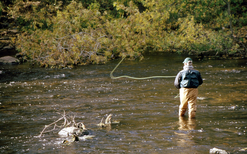 Fly fishing right outside the cottage