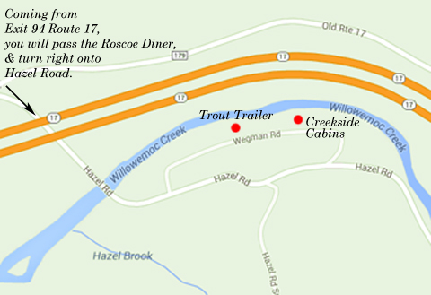 Map of J&S Creekside Cabins